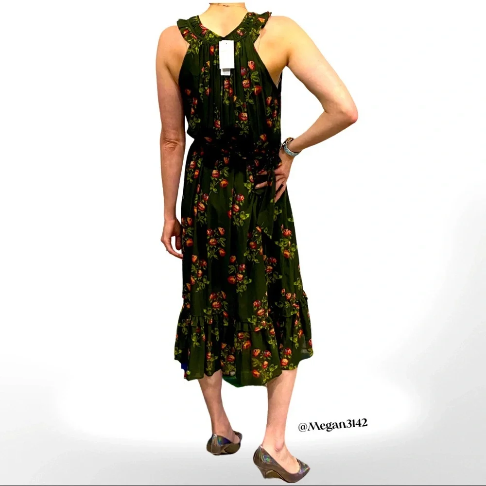 🦋HP!🦋J. Crew | Point Sur | High-Neck | Green Floral w/ Ruffle Dress | 4 | NWT - Picture 4 of 16